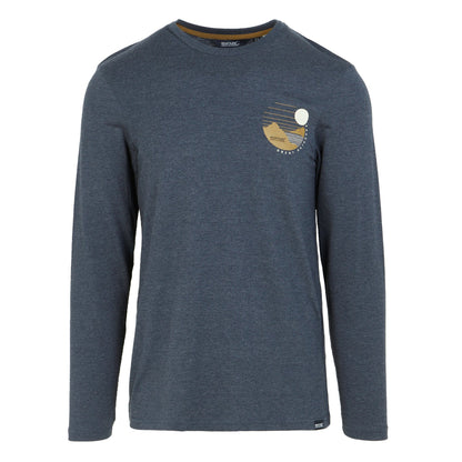 Navy Marl - Front - Regatta Mens Maylow Scenery Marl Long-Sleeved T-Shirt