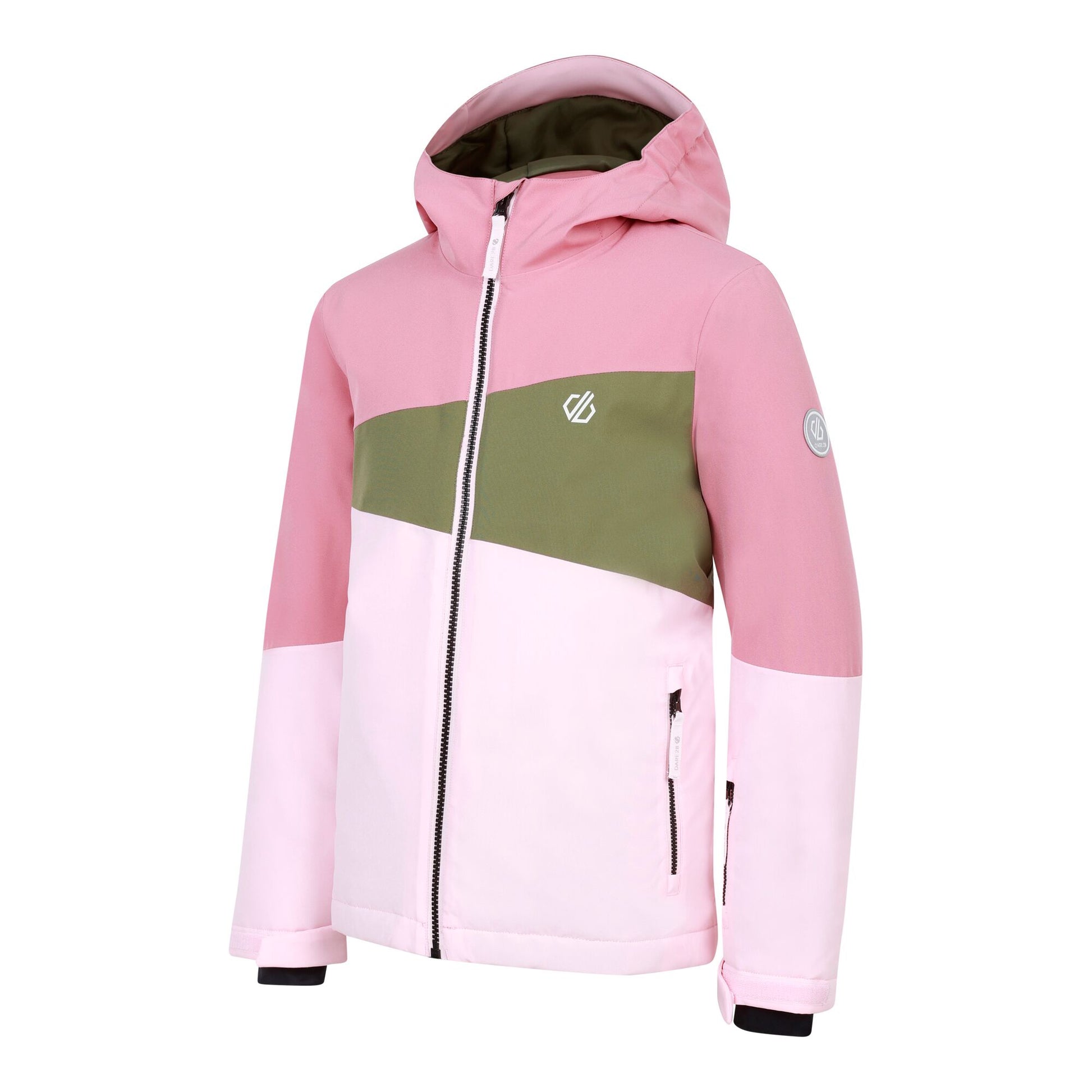 Dusty Rose-Olivine Green - Side - Dare 2B Childrens-Kids Steazy II Ski Jacket
