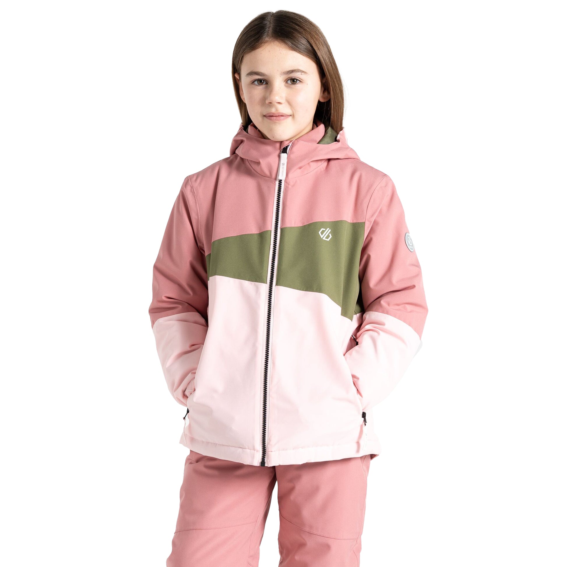 Dusty Rose-Olivine Green - Lifestyle - Dare 2B Childrens-Kids Steazy II Ski Jacket
