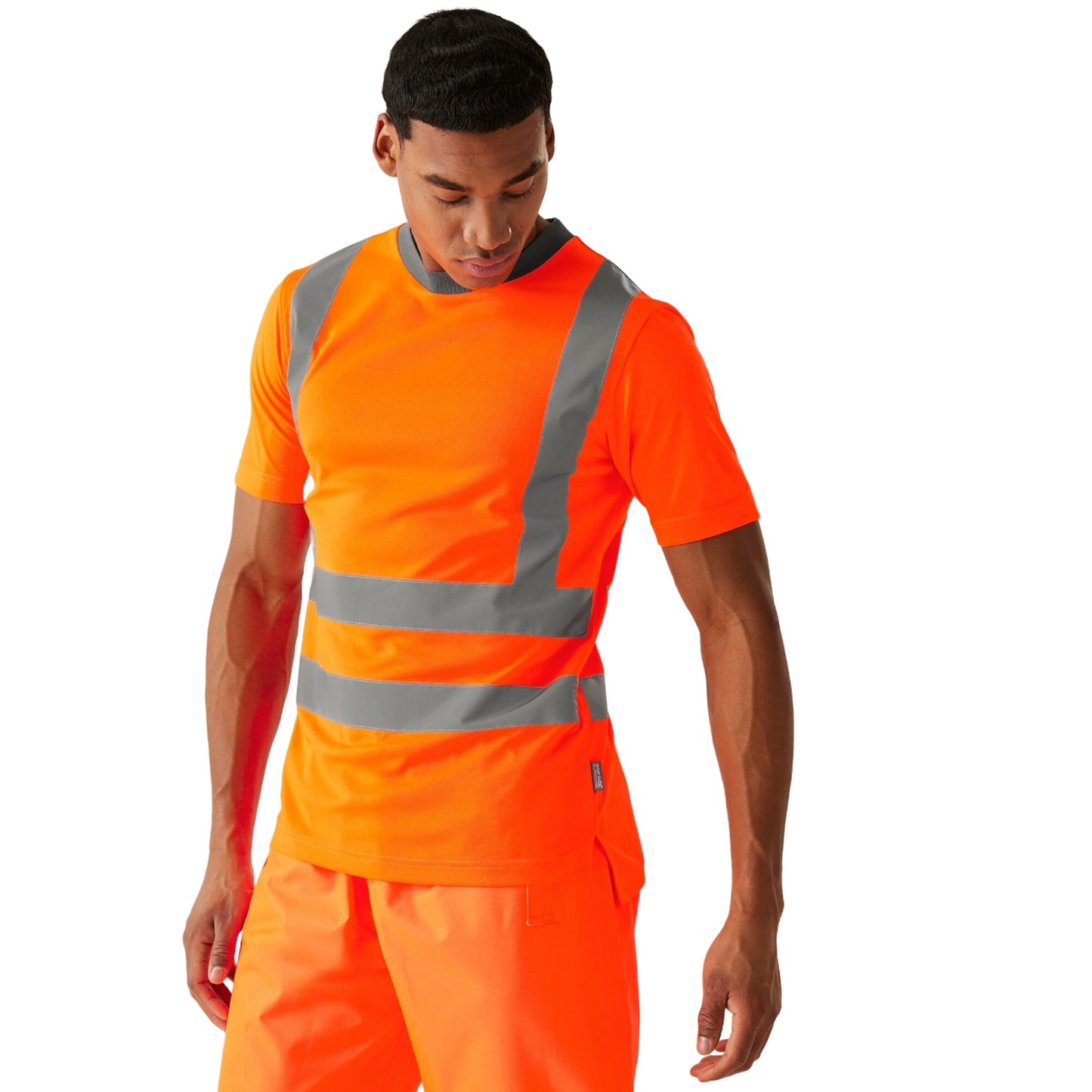 Orange - Side - Regatta Professional Mens Hi-Vis Safety T-Shirt