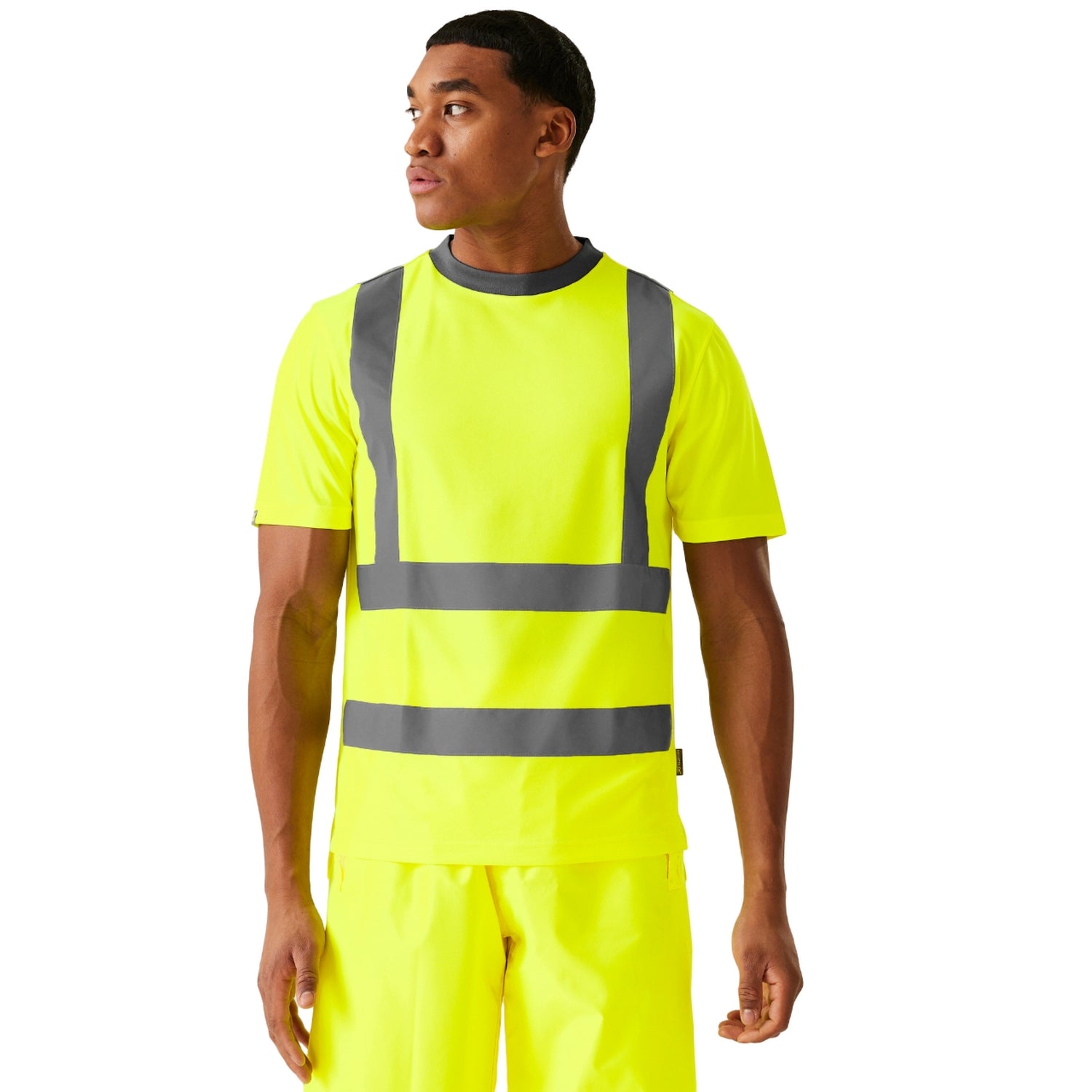 Yellow - Side - Regatta Professional Mens Hi-Vis Safety T-Shirt
