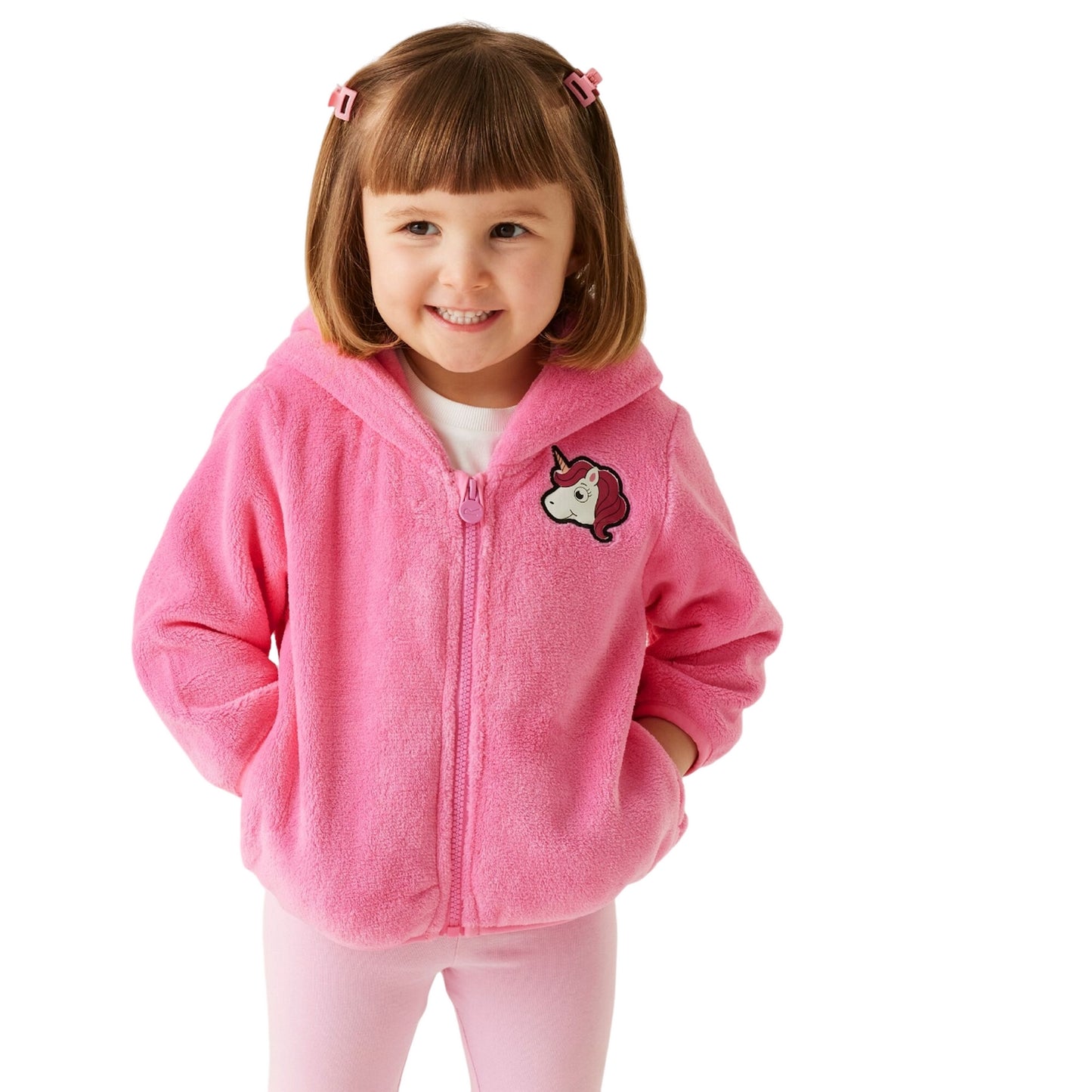 Sweet Pink - Side - Regatta Childrens-Kids Luna The Unicorn Fleece Jacket