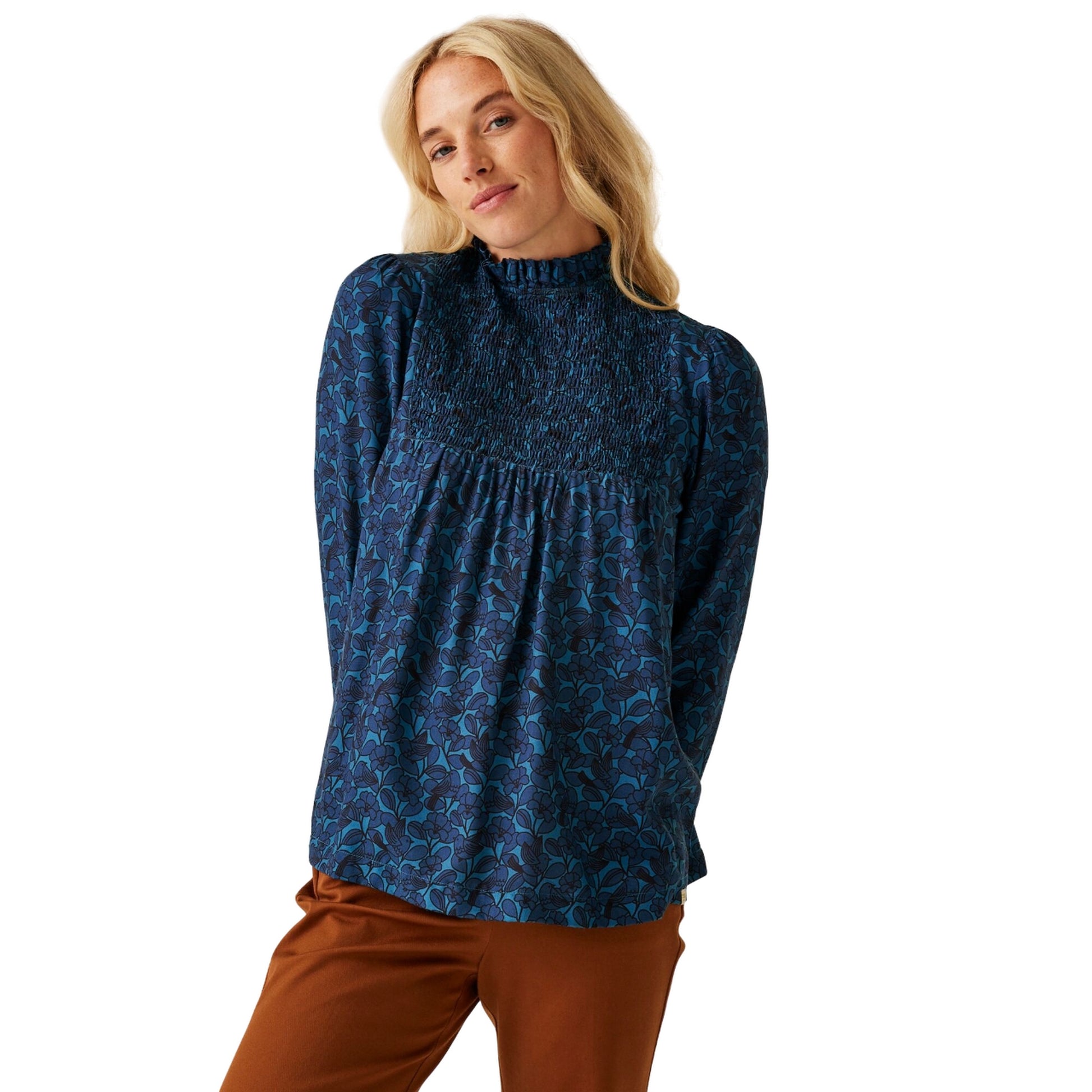 Blue - Side - Regatta Womens-Ladies Orla Kiely Birdy Winter Blouse