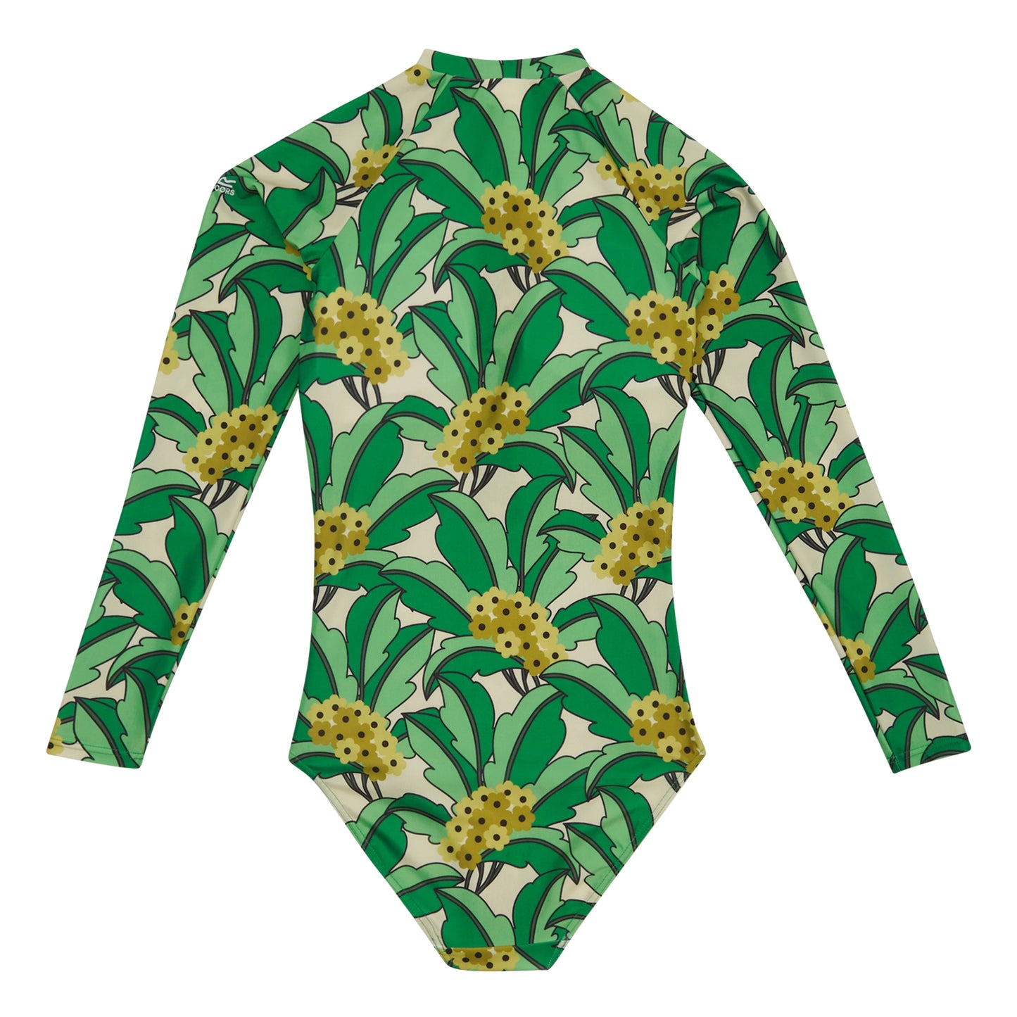 Green - Back - Regatta Womens-Ladies Orla Kiely Tropical Leaves Long-Sleeved One Piece Swimsuit