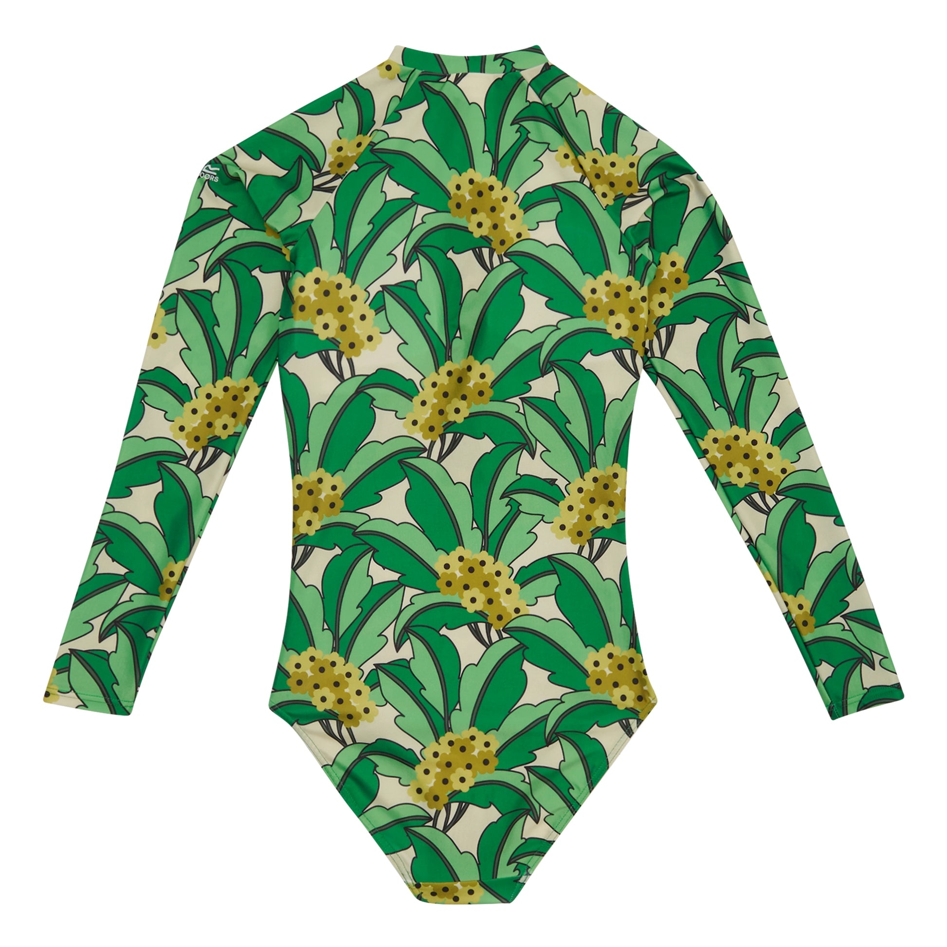 Green - Back - Regatta Womens-Ladies Orla Kiely Tropical Leaves Long-Sleeved One Piece Swimsuit