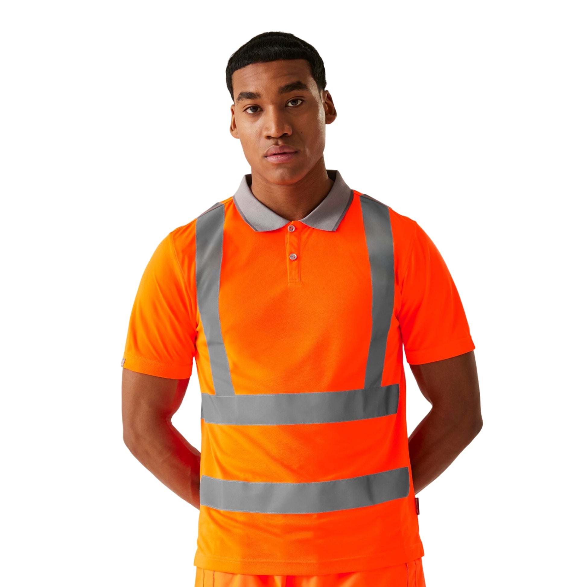 Orange - Side - Regatta Professional Mens Hi-Vis Polo Shirt