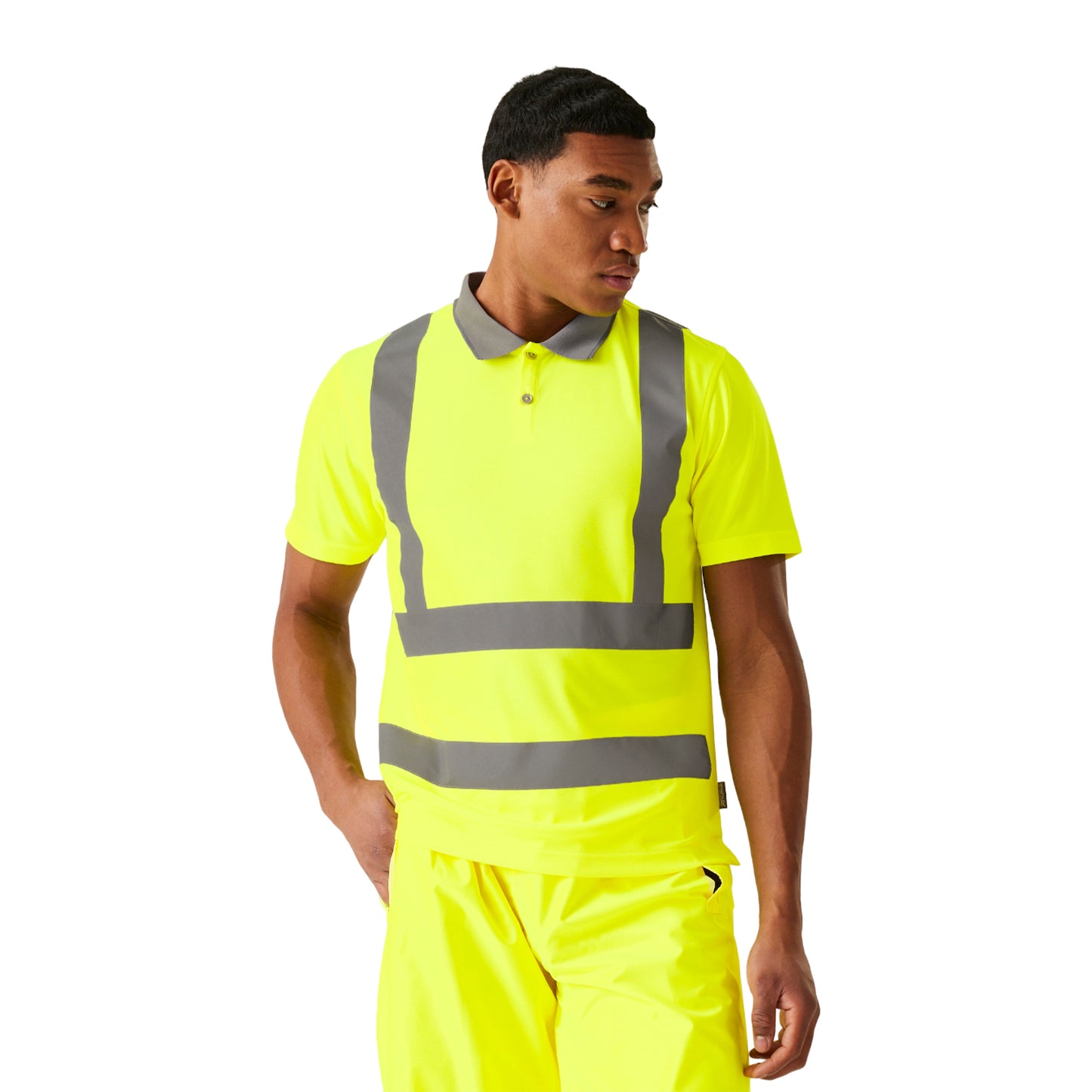 Yellow - Side - Regatta Professional Mens Hi-Vis Polo Shirt