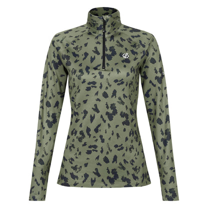Olivine Green - Front - Dare 2B Womens-Ladies Divulge Dash Print Core Stretch Midlayer