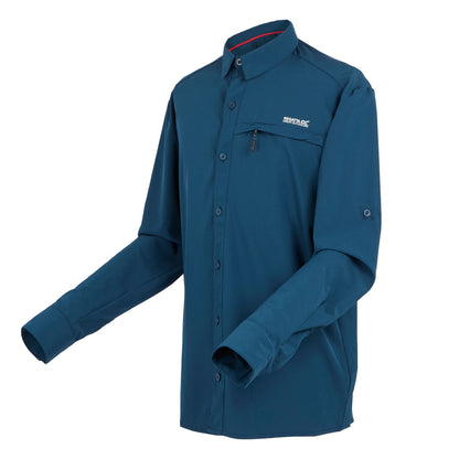 Moonlight Denim - Side - Regatta Mens Plain Packaway Long-Sleeved Travel Shirt