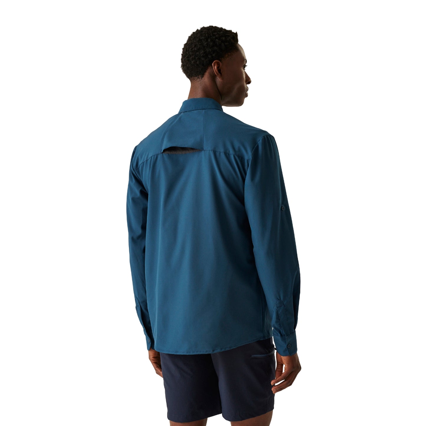 Moonlight Denim - Pack Shot - Regatta Mens Plain Packaway Long-Sleeved Travel Shirt