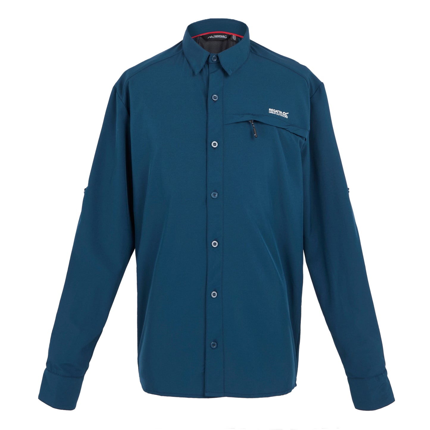 Moonlight Denim - Front - Regatta Mens Plain Packaway Long-Sleeved Travel Shirt
