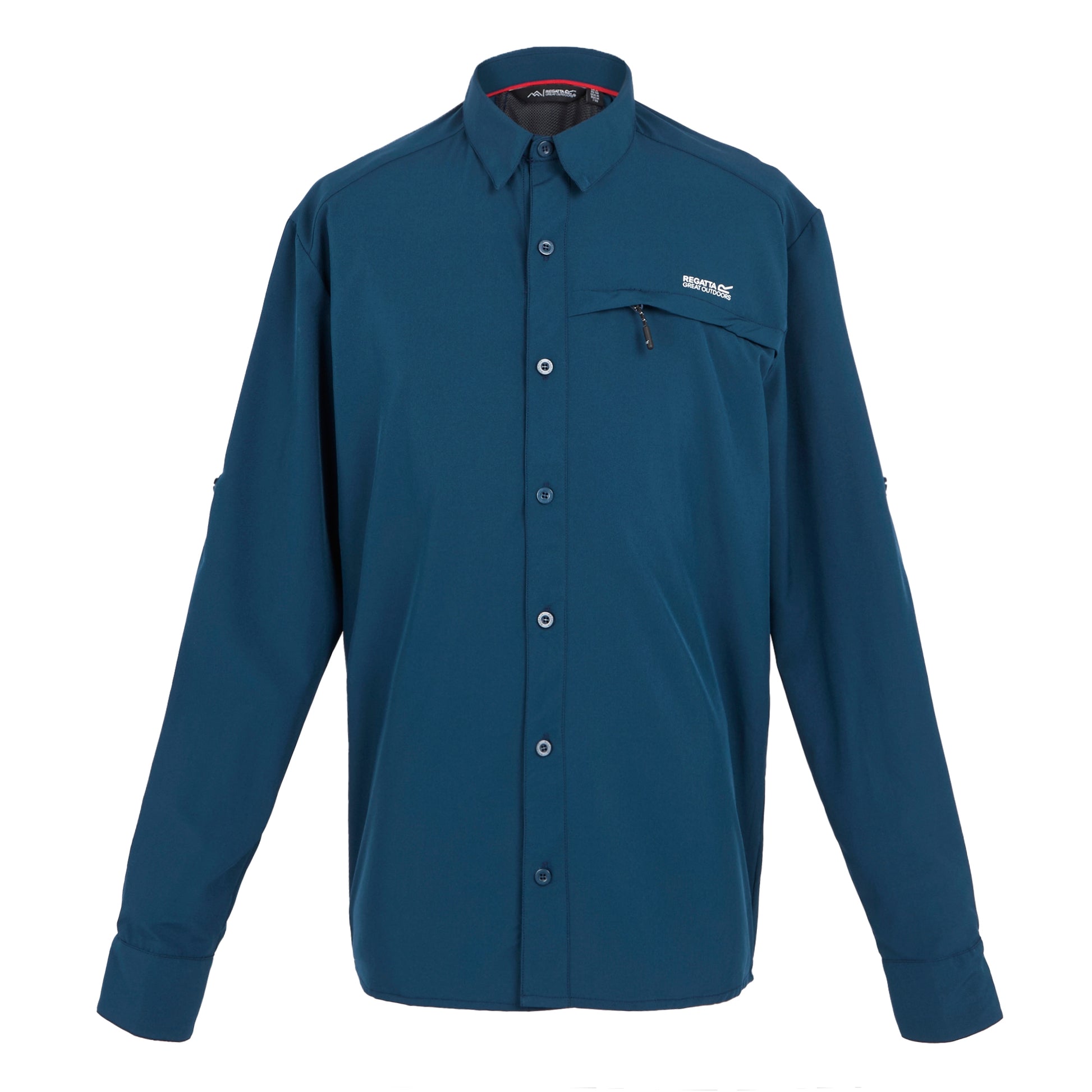 Moonlight Denim - Front - Regatta Mens Plain Packaway Long-Sleeved Travel Shirt