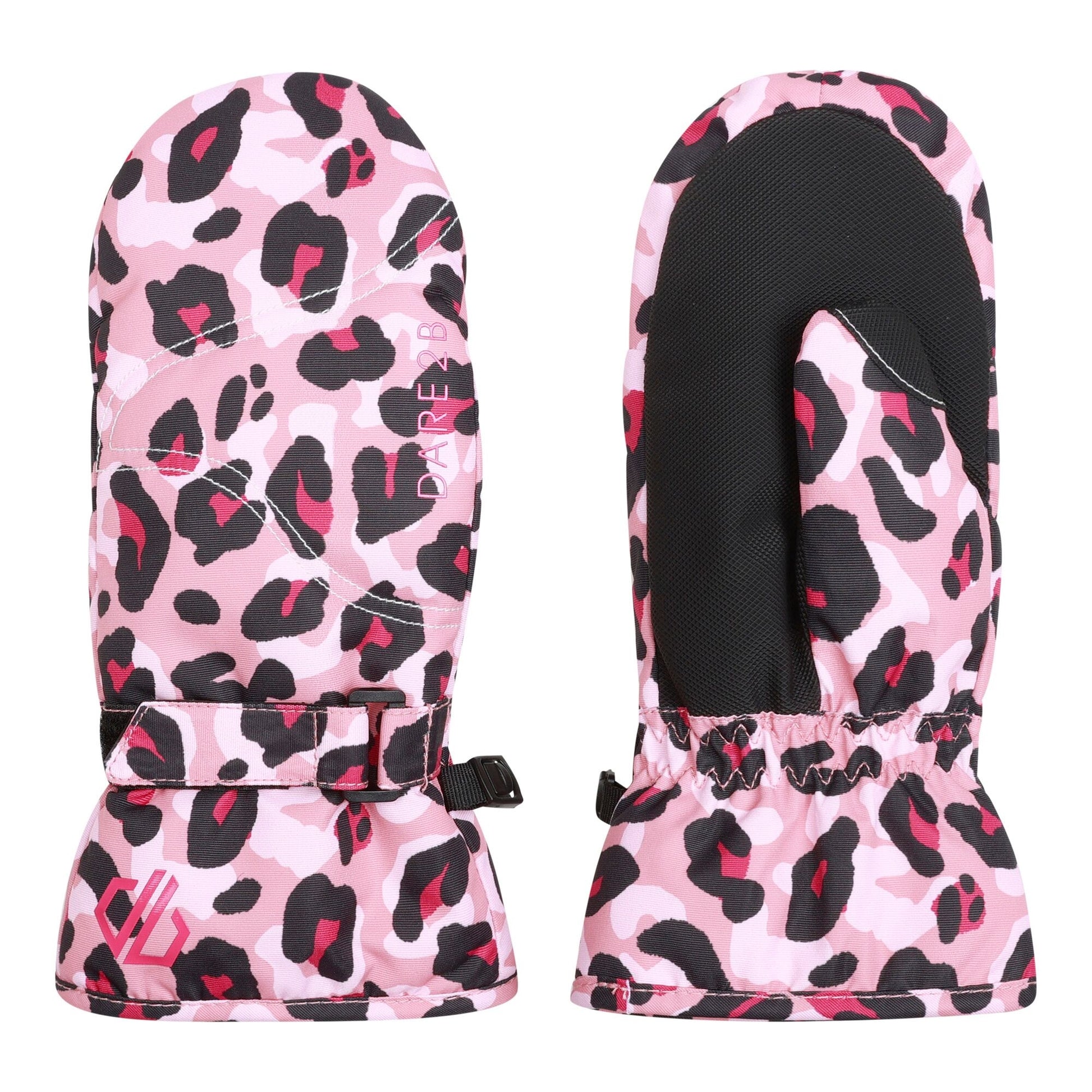 Dusty Rose - Side - Dare 2B Childrens-Kids Jovial Cheetah Print Mittens