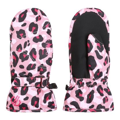 Dusty Rose - Side - Dare 2B Childrens-Kids Jovial Cheetah Print Mittens