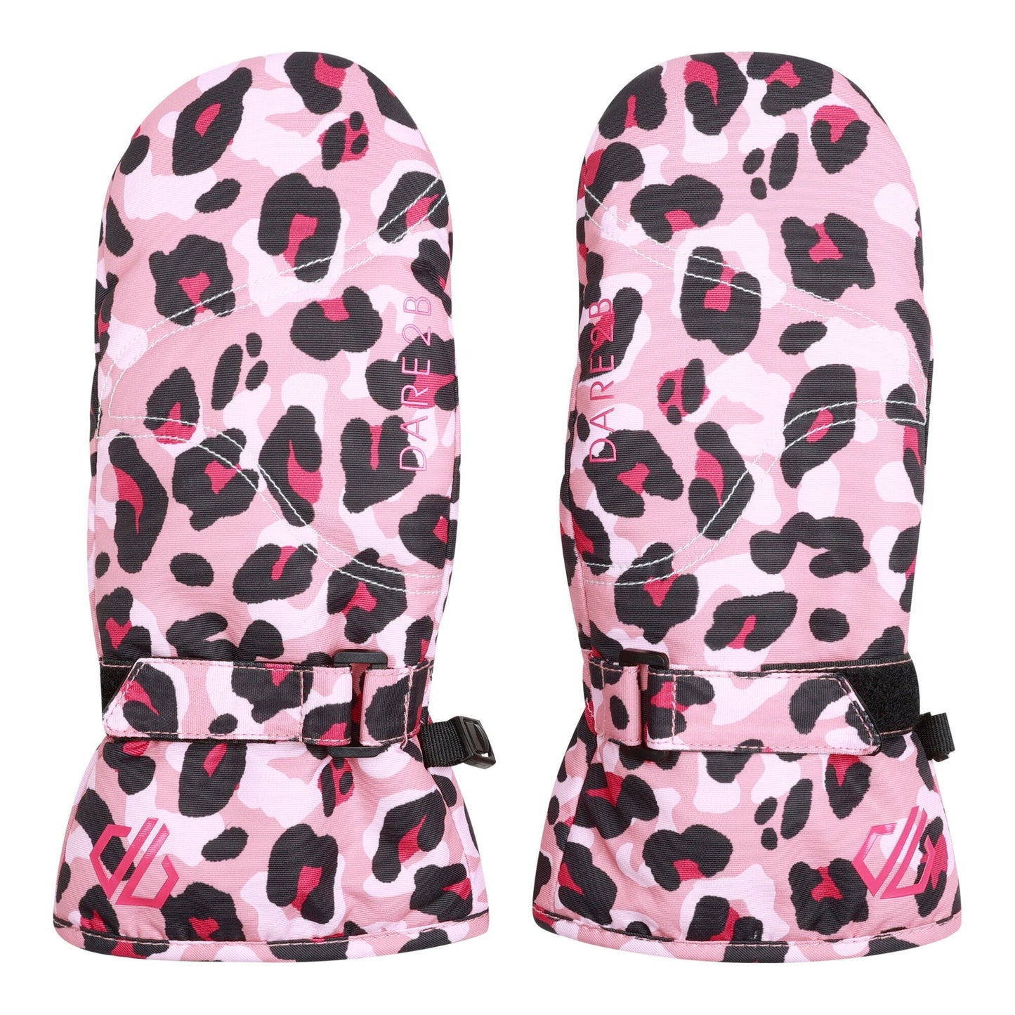 Dusty Rose - Front - Dare 2B Childrens-Kids Jovial Cheetah Print Mittens