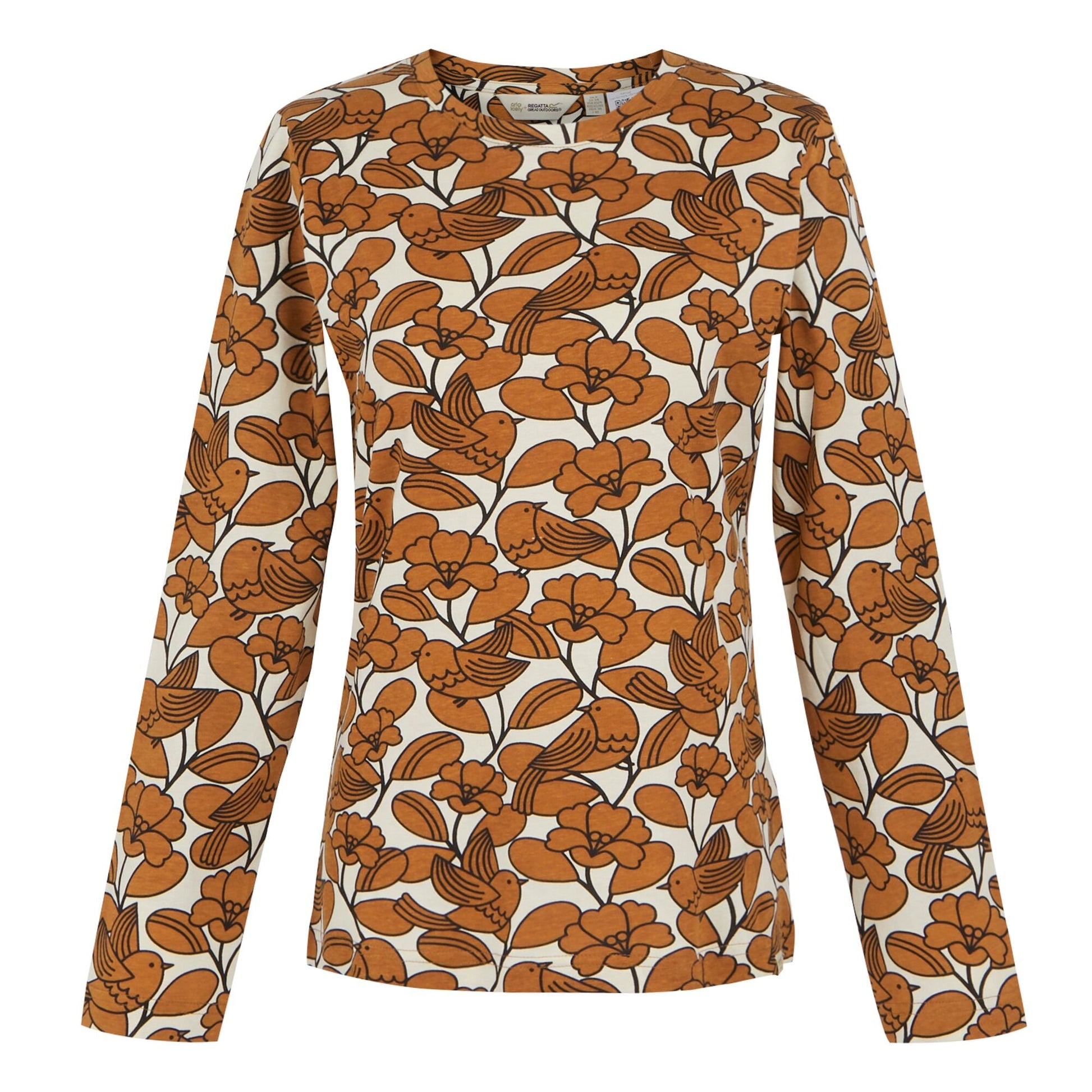 Brown - Front - Regatta Womens-Ladies Orla Kiely Birdy Long-Sleeved Winter T-Shirt