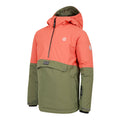 Orange Rust-Olivine Green - Side - Dare 2B Childrens-Kids Freehand Overhead Ski Jacket