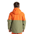 Orange Rust-Olivine Green - Pack Shot - Dare 2B Childrens-Kids Freehand Overhead Ski Jacket