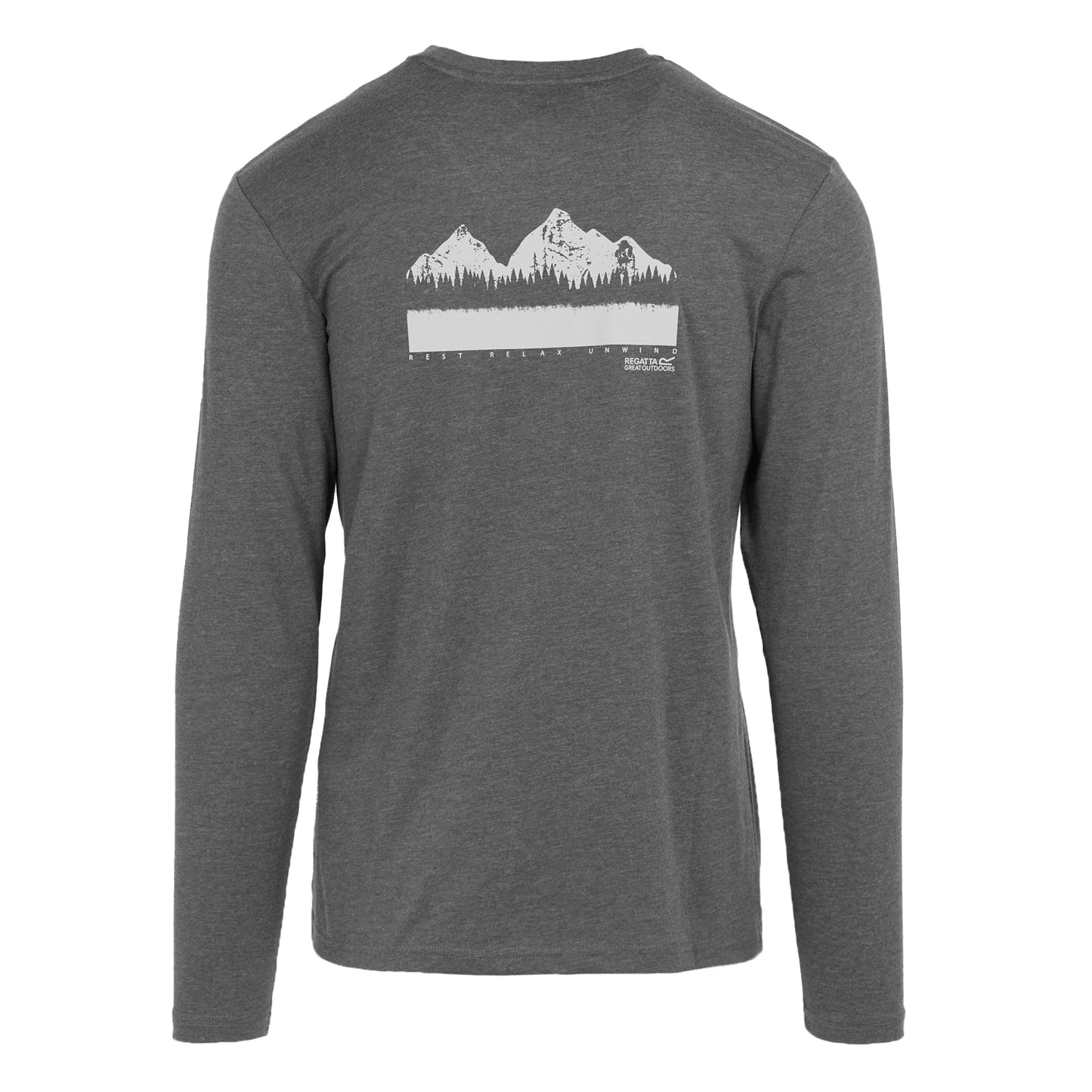 Dark Grey Marl - Back - Regatta Mens Maylow Mountain Long-Sleeved T-Shirt