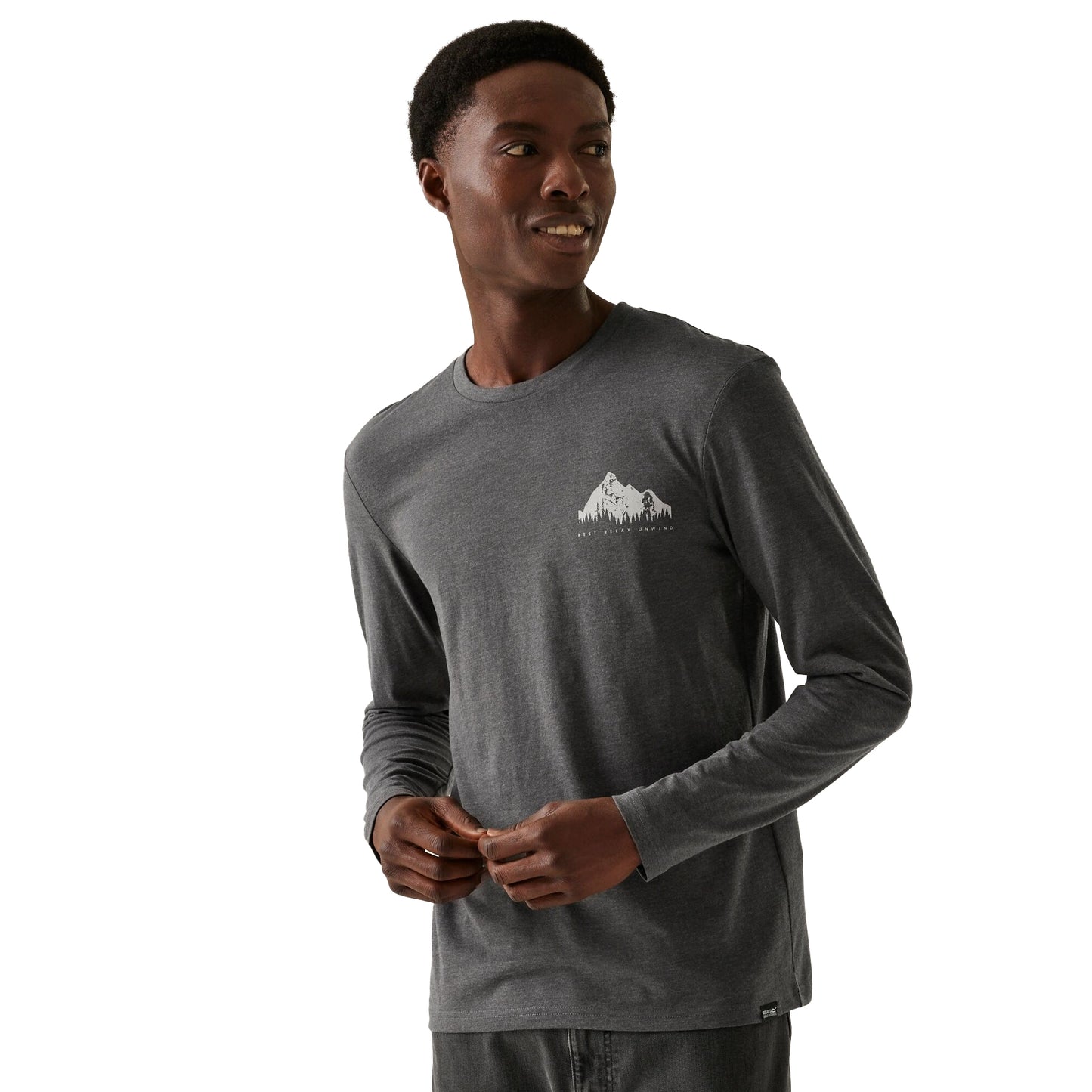 Dark Grey Marl - Side - Regatta Mens Maylow Mountain Long-Sleeved T-Shirt