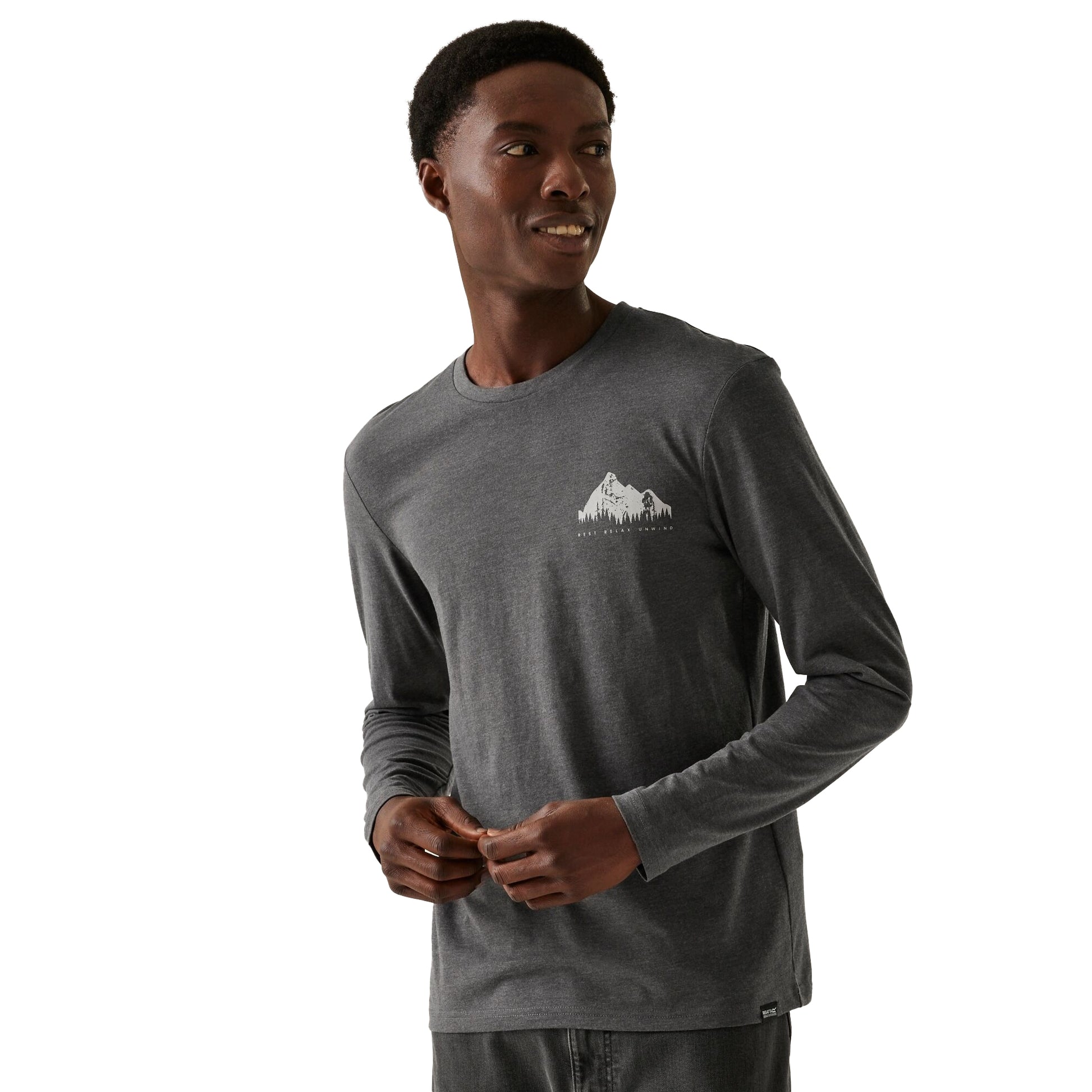 Dark Grey Marl - Side - Regatta Mens Maylow Mountain Long-Sleeved T-Shirt
