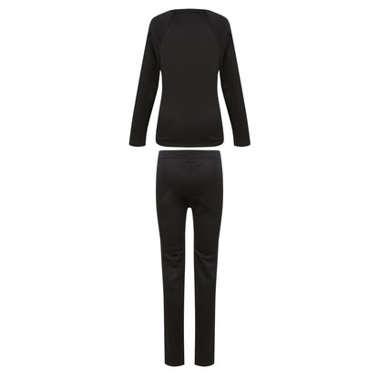 Black - Back - Regatta Womens-Ladies Plain Thermal Base Layer Set