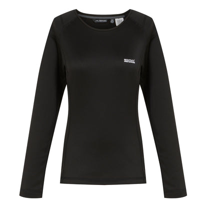 Black - Side - Regatta Womens-Ladies Plain Thermal Base Layer Set