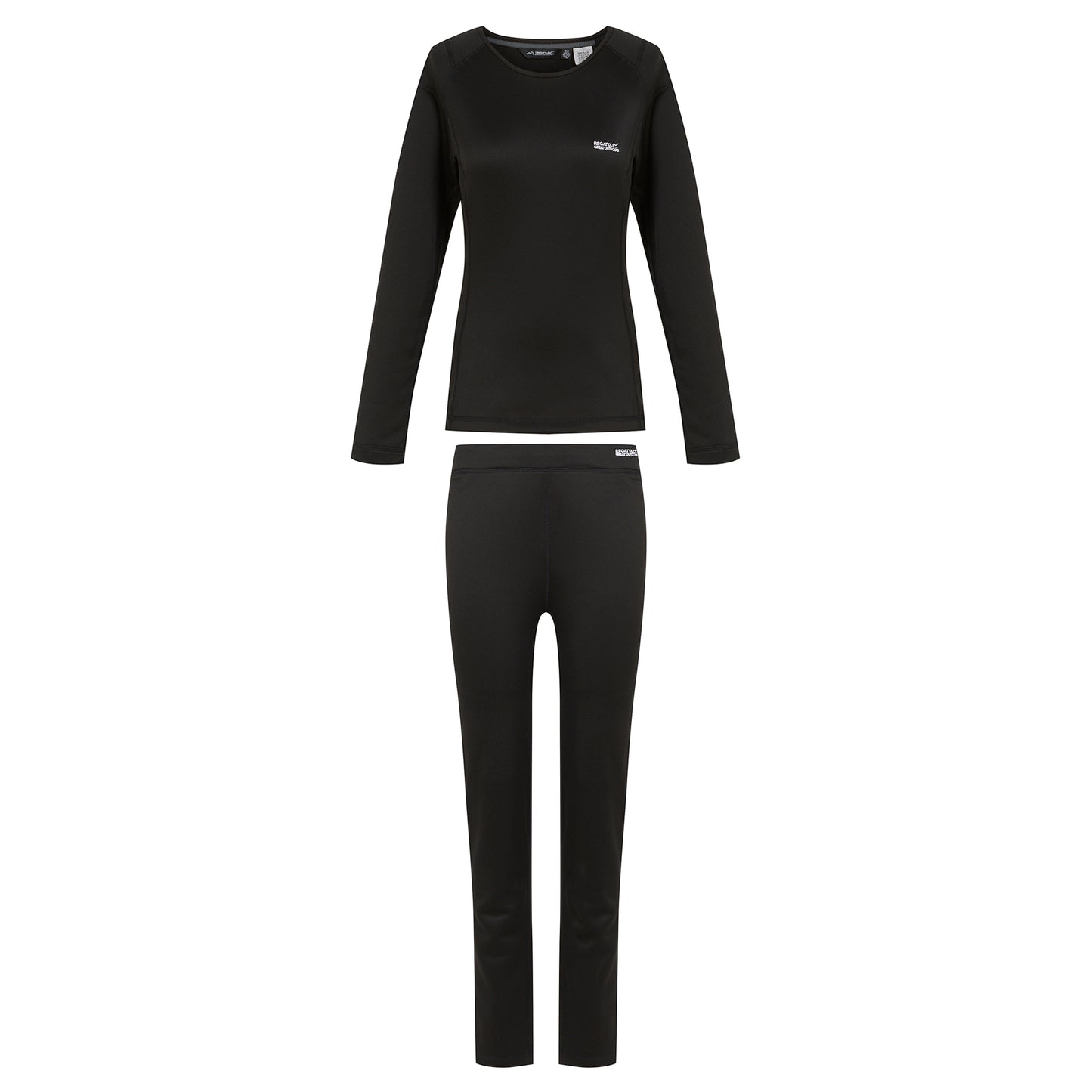 Black - Front - Regatta Womens-Ladies Plain Thermal Base Layer Set