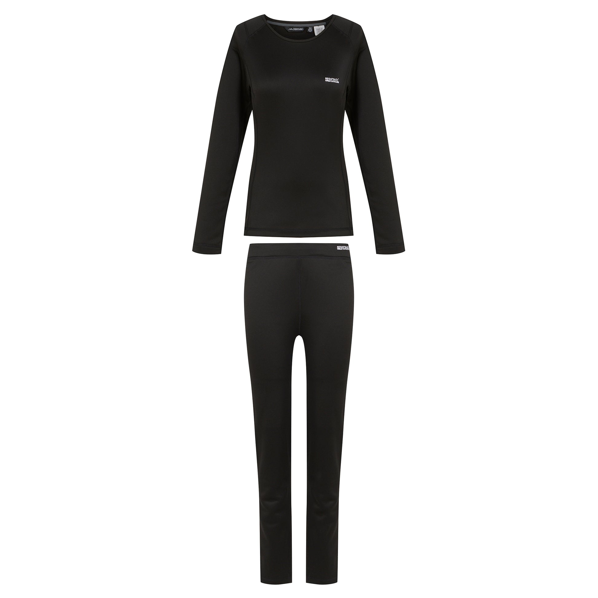 Black - Front - Regatta Womens-Ladies Plain Thermal Base Layer Set