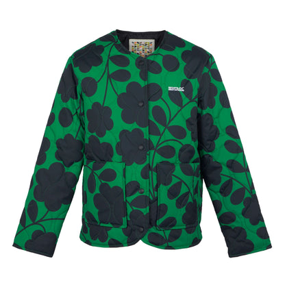 Green - Front - Regatta Womens-Ladies Orla Kiely Floral Quilted Summer Jacket