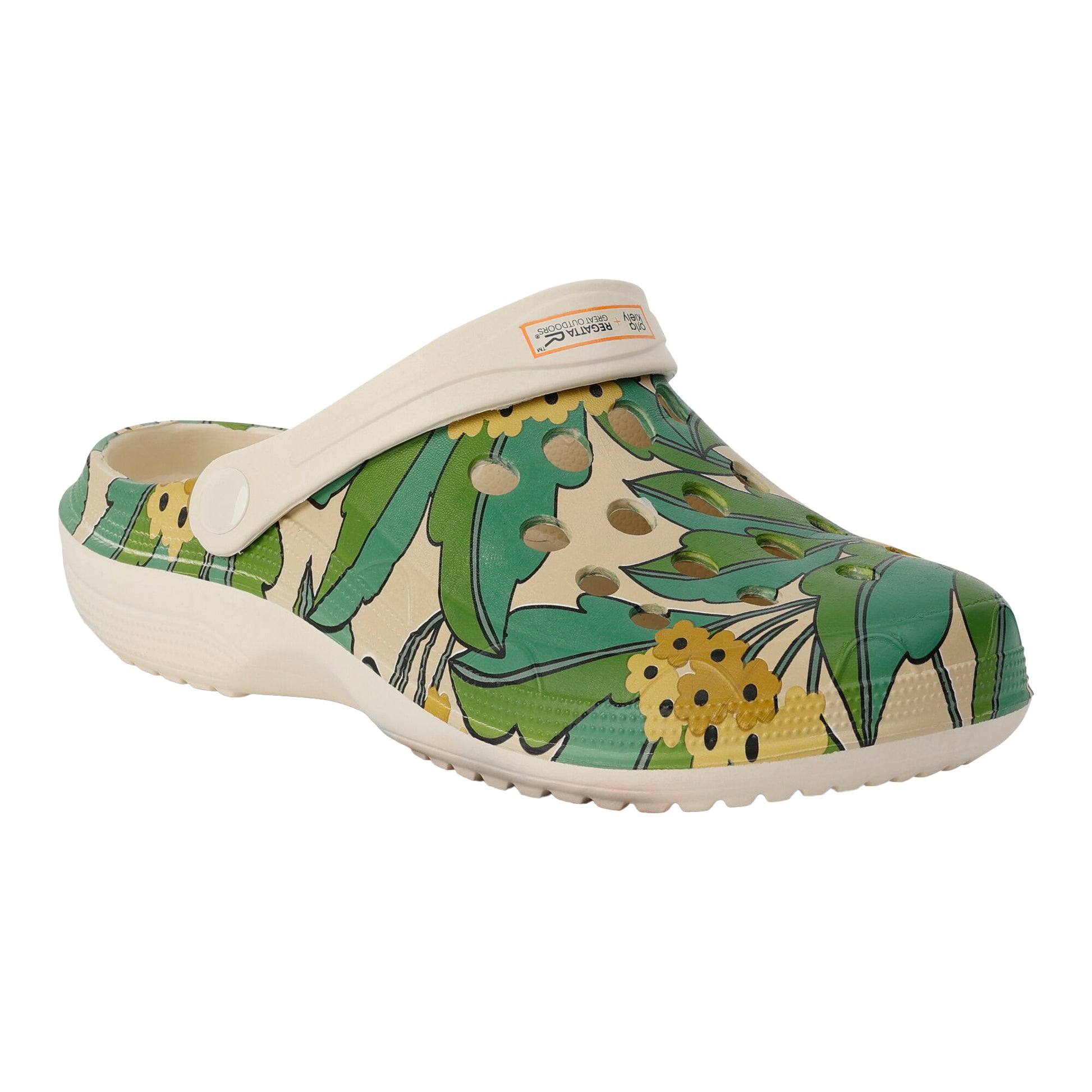 Green - Front - Regatta Womens-Ladies Orla Tropical Leaves Lightweight Clogs
