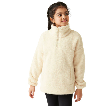 Light Vanilla - Side - Regatta Childrens-Kids Kaliza Half Zip Fleece Top