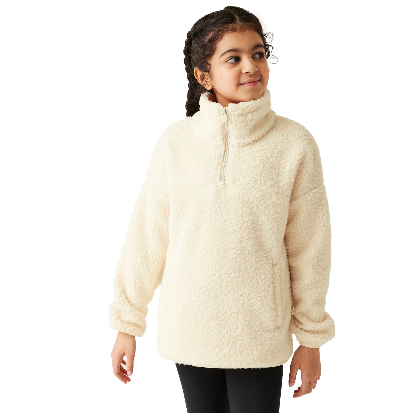 Light Vanilla - Side - Regatta Childrens-Kids Kaliza Half Zip Fleece Top