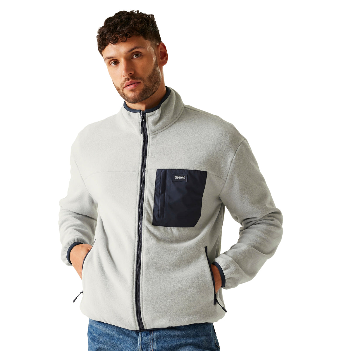 Silver Grey-Navy - Lifestyle - Regatta Mens Frankie Full Zip Fleece Jacket