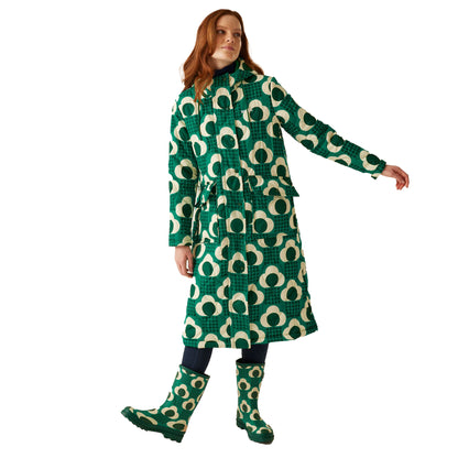 Emerald-Eden - Side - Regatta Womens-Ladies Orla Kiely Rain Cloud Quilted Long Length Padded Jacket