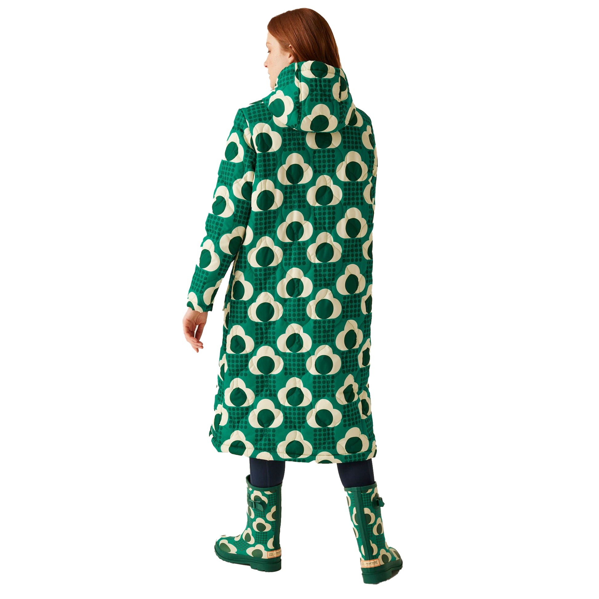 Emerald-Eden - Lifestyle - Regatta Womens-Ladies Orla Kiely Rain Cloud Quilted Long Length Padded Jacket