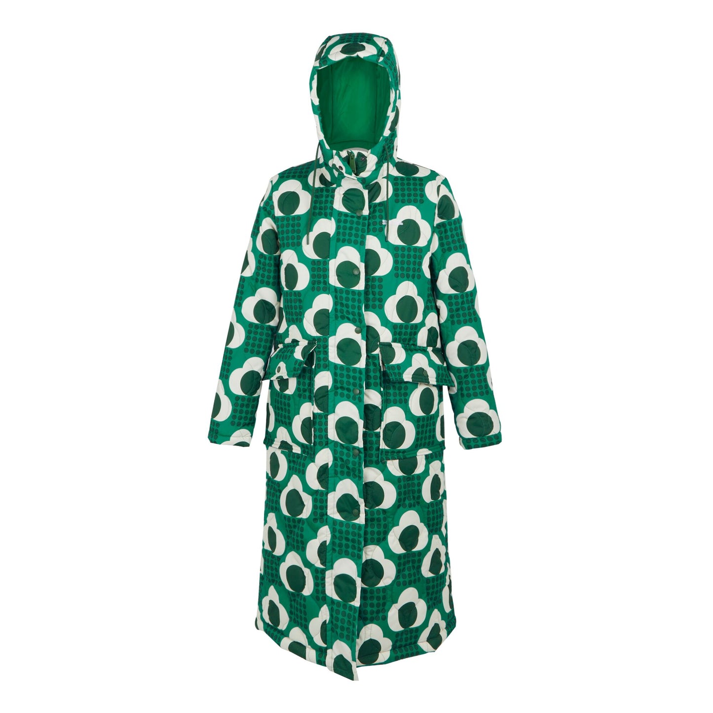 Emerald-Eden - Front - Regatta Womens-Ladies Orla Kiely Rain Cloud Quilted Long Length Padded Jacket
