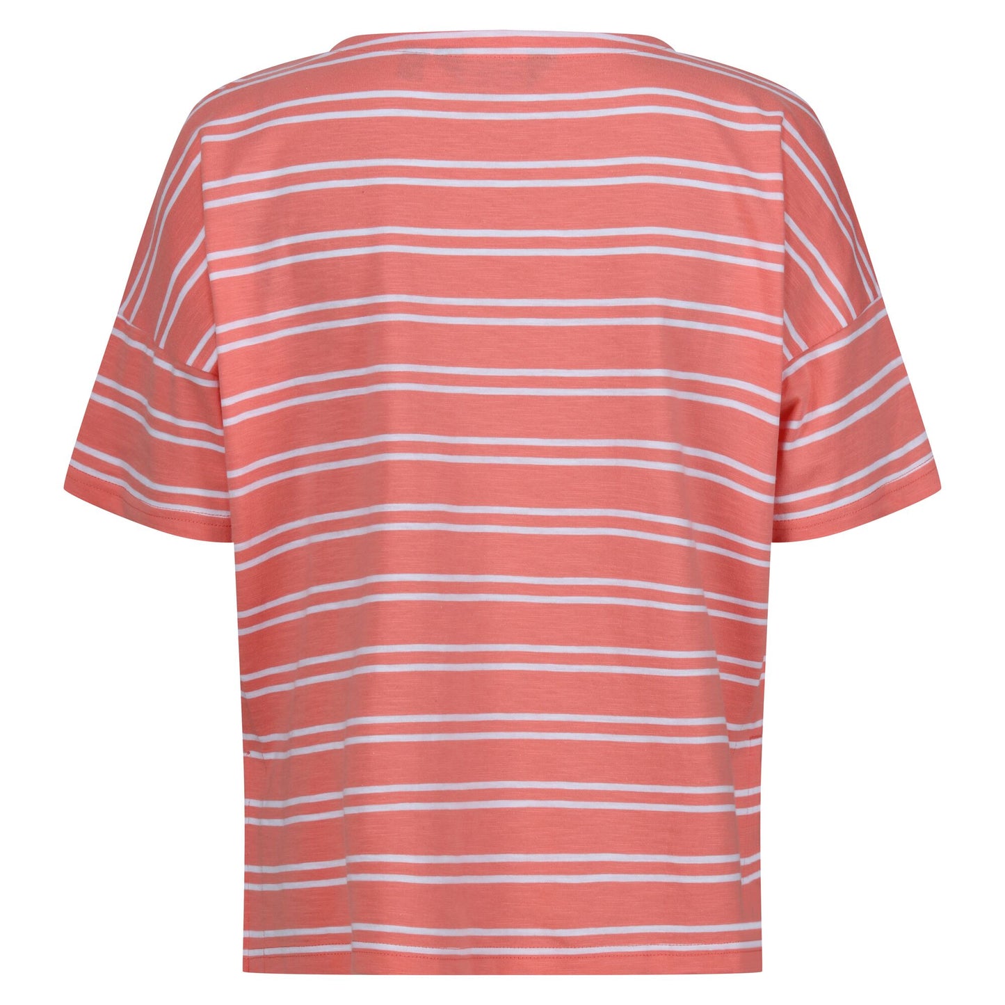 Shell Pink-White - Back - Regatta Womens-Ladies Abaya Striped T-Shirt