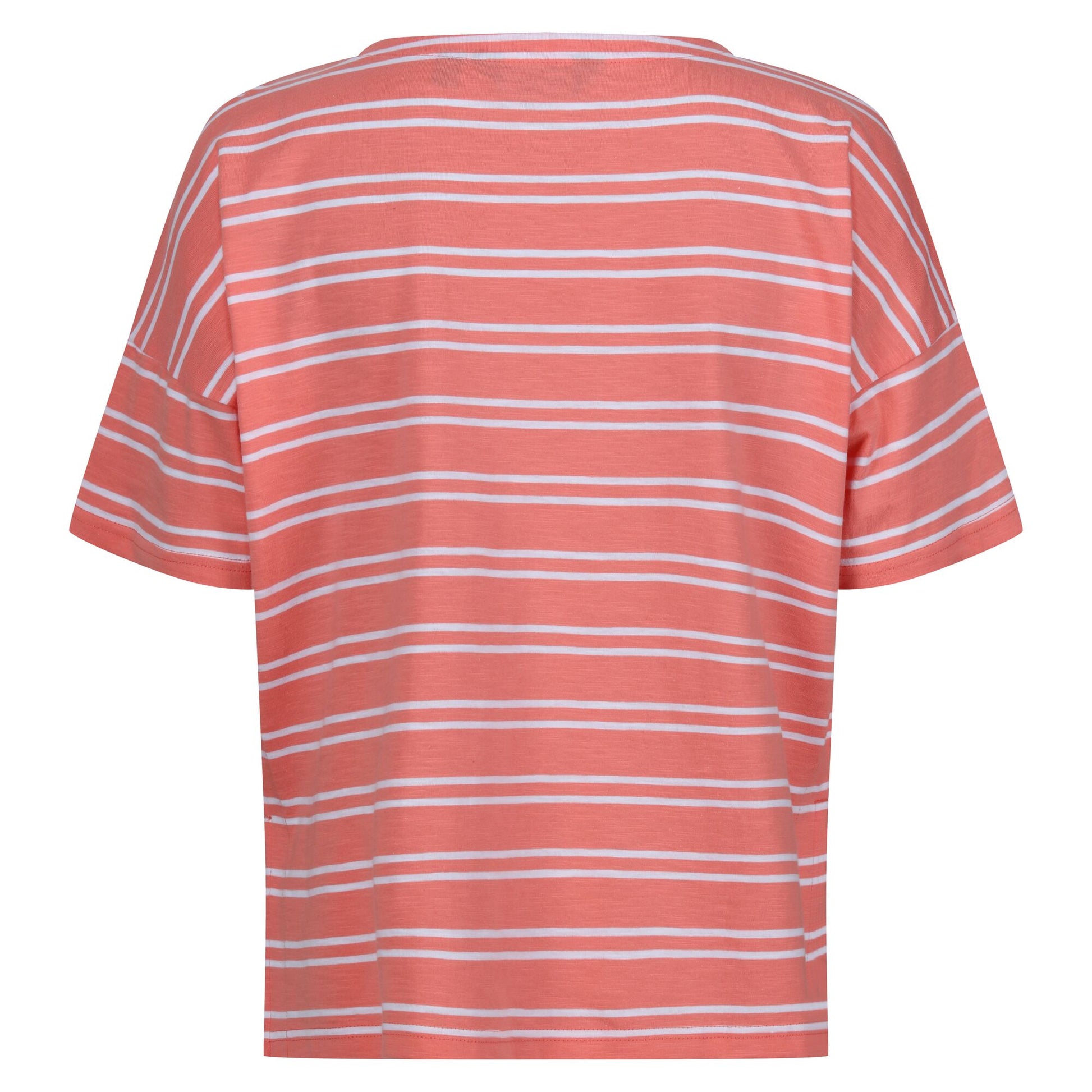 Shell Pink-White - Back - Regatta Womens-Ladies Abaya Striped T-Shirt