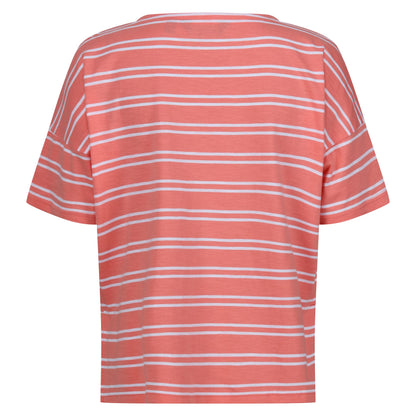 Shell Pink-White - Back - Regatta Womens-Ladies Abaya Striped T-Shirt