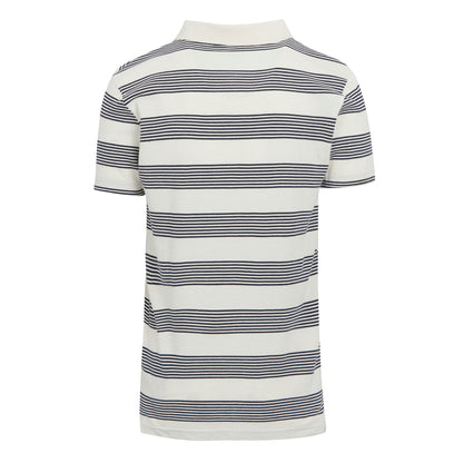 Antique White-Navy - Back - Regatta Mens Tempete Stripe Polo Shirt