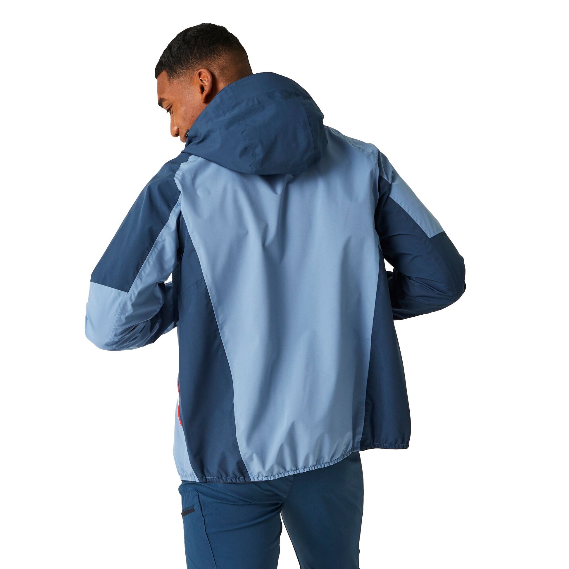 Coronet Blue-Moonlight Denim - Pack Shot - Regatta Mens Deserto II Colour Block Waterproof Jacket