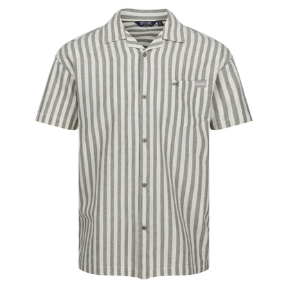 Fauna-Antique White - Front - Regatta Mens Shorebay II Stripe Short-Sleeved Shirt