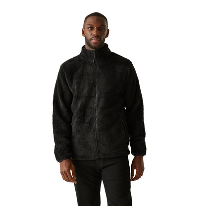 Black - Side - Regatta Mens Midoor Fluffy Fleece Jacket