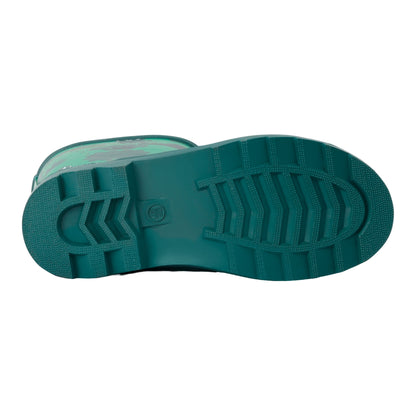 Green - Side - Regatta Childrens-Kids Mudplay II Stompy The Dinosaur Wellington Boots