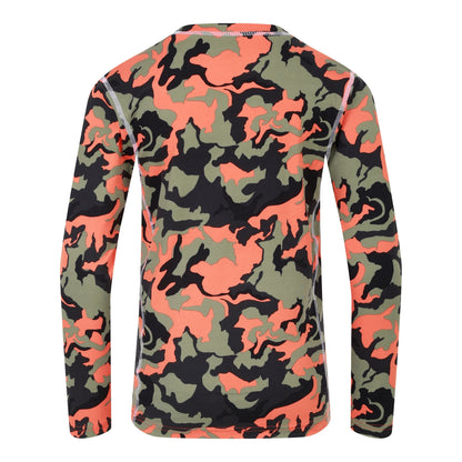 Orange Rust - Back - Dare 2B Childrens-Kids Pow II Camo Base Layer Set