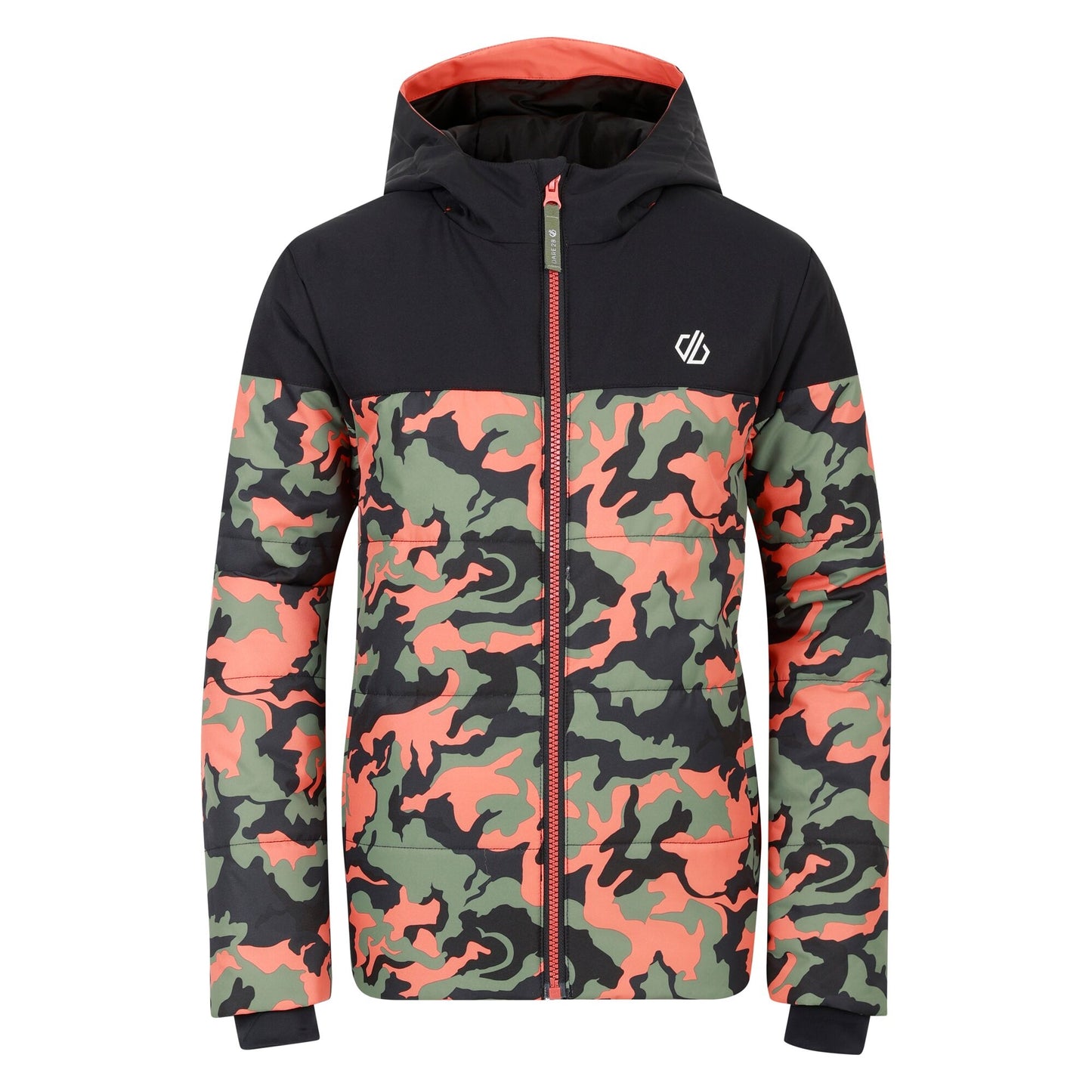 Black-Orange Rust - Front - Regatta Childrens-Kids Liftie Camo Ski Jacket