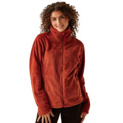 Red Ochre - Side - Regatta Womens-Ladies Heidy Fluffy Full Zip Fleece Jacket