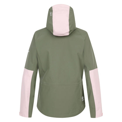 Olivine Green-Crystal Rose - Back - Dare 2B Womens-Ladies Assert Waterproof Jacket