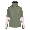 Olivine Green-Crystal Rose - Front - Dare 2B Womens-Ladies Assert Waterproof Jacket